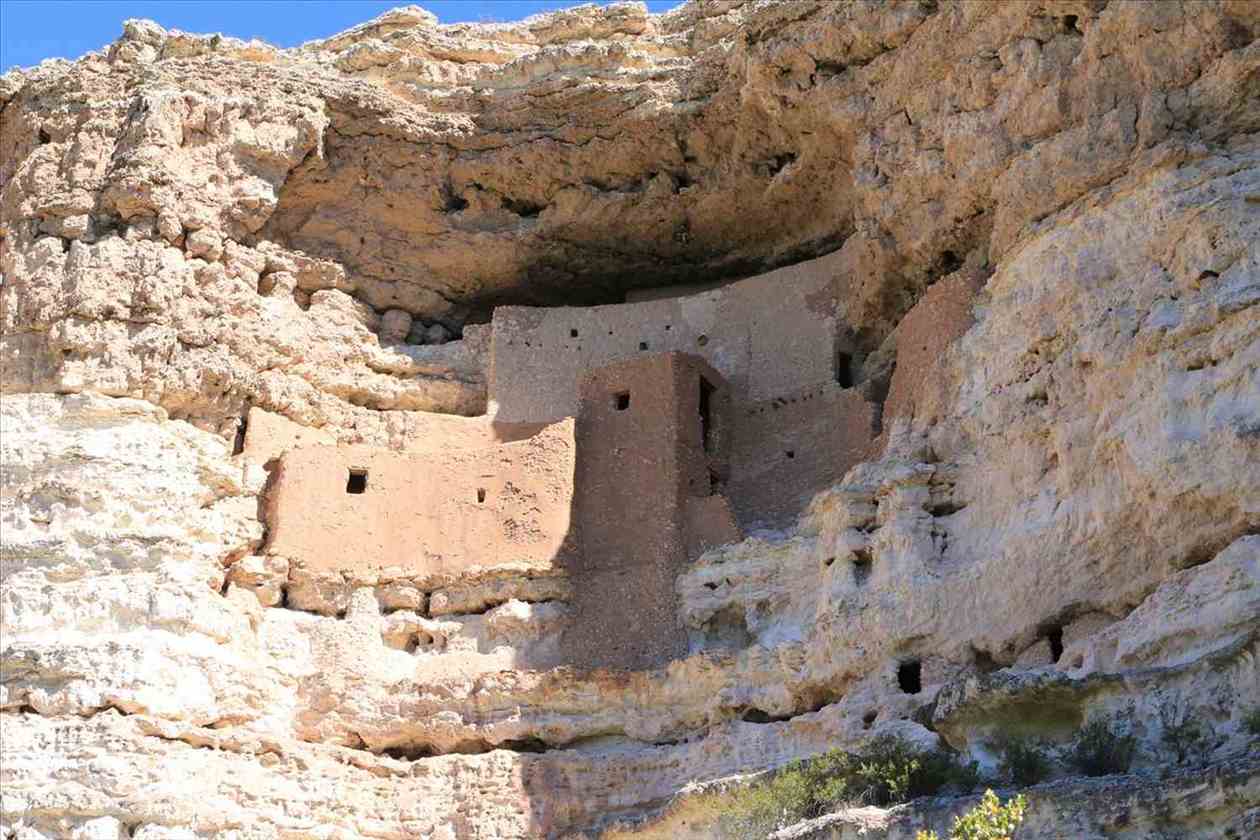 Montezuma Castle, a five-story Sinagua cliff dwelling built into a limestone alcove above Beaver Creek, Arizona