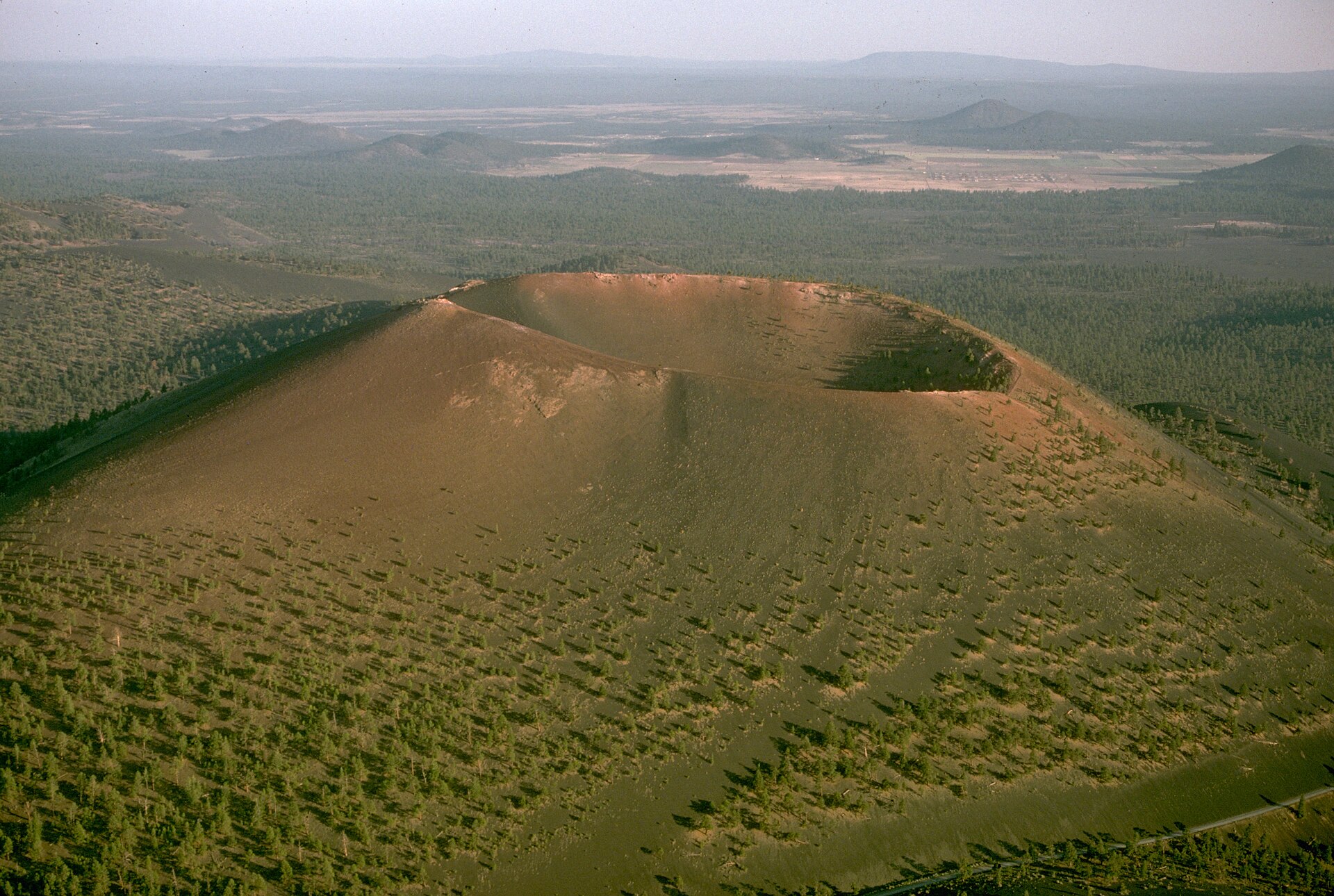 Aerial view of Sunset Crater Volcano, a cinder cone north of Flagstaff, Arizona (National Park Service photo)